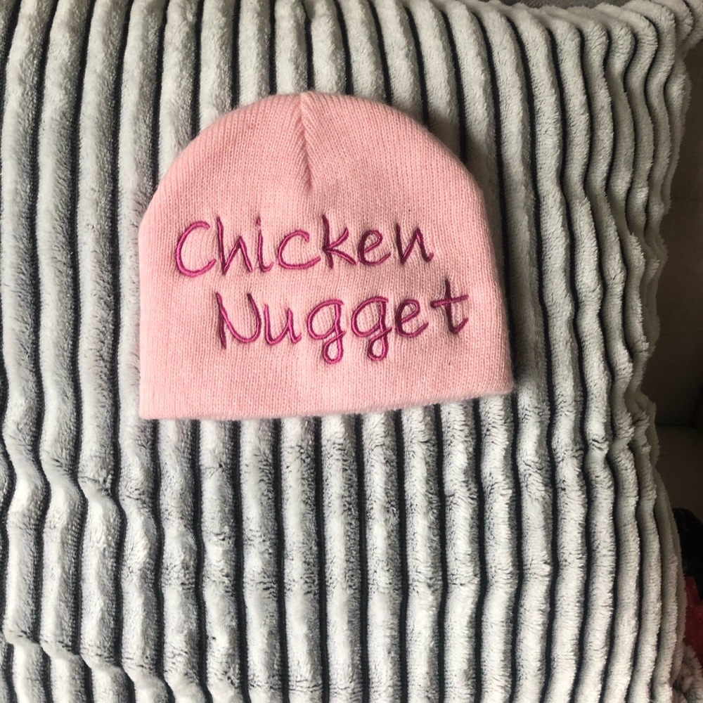 3/$15 Pink Infant Beanie Custom w/ Chicken Nugget